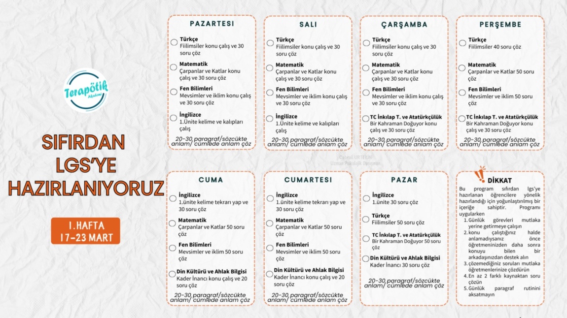 Son 3 Ay Kala Sıfırdan LGS' ye Hazırlanıyoruz